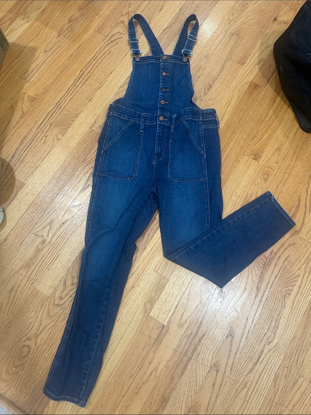 Madewell Dark Blue Denim Overalls with Front Pockets